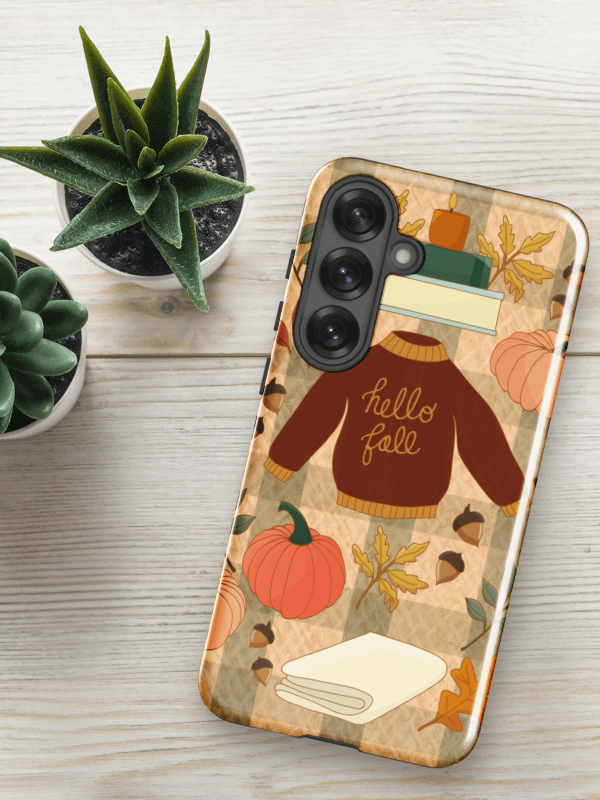 Cozy Fall Design with Gingham Background Samsung® Tough Case product image (1)