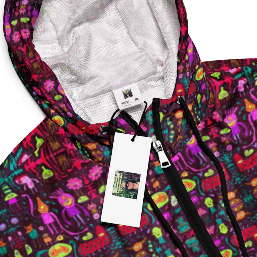 Abstract Darker Doodle Creatures Ladies Cropped Wind Breaker product image (10)