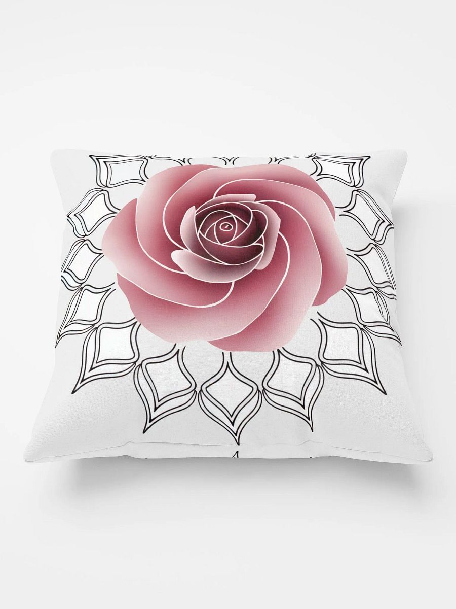 Rose Flower Mandala Throw Pillow - Decorative Floral Mandala Accent Cushion for Living Room & Bedroom product image (2)