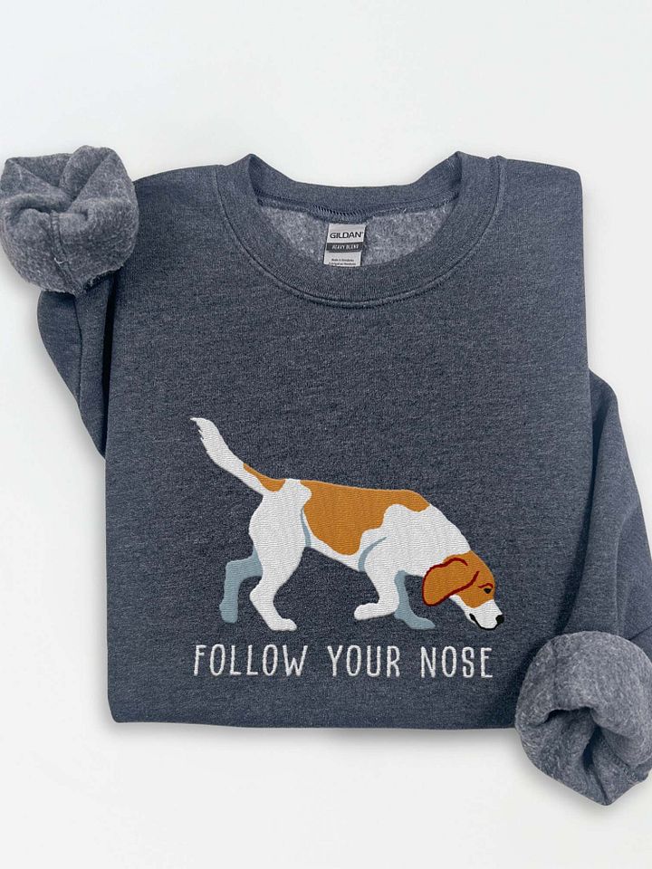 Follow Your Nose Sweatshirt (Embroidered) of a Beagle(Lemon) product image (1)