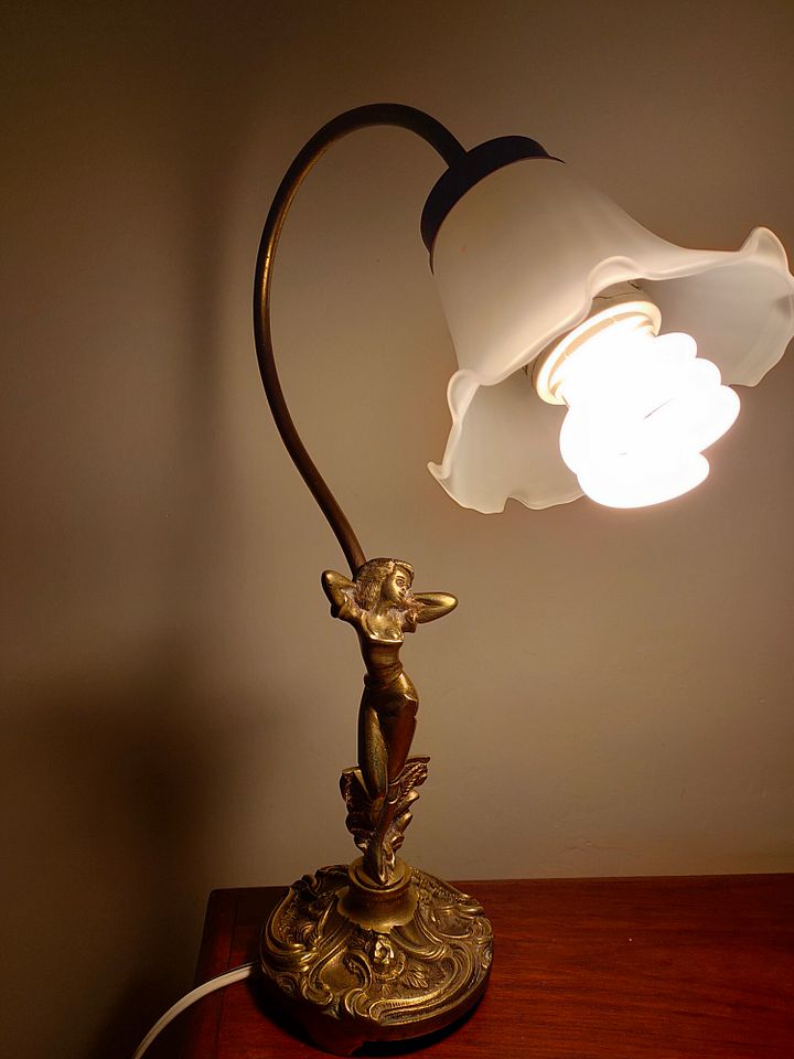 Candeeiro art nouveau, candeeiro de mesa erótico mulher no poste, decoração única de escritório, presente casamento, candeeiro, natal product image (1)