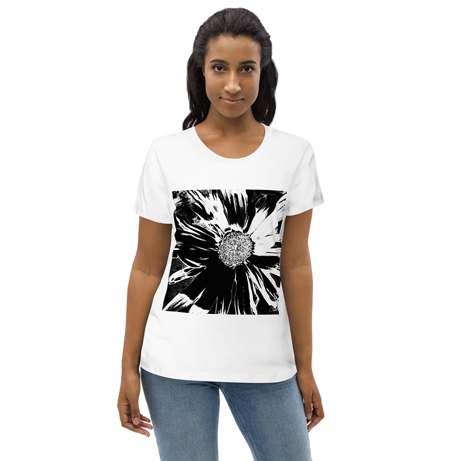 Dark Monochrome Daisy on a Dark Abstract Background Women's T Shirt product image (11)