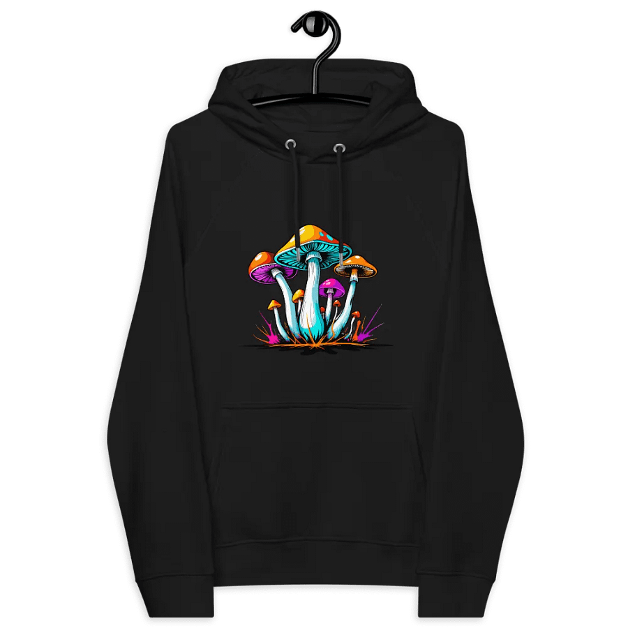 [Groovy Shrooms] Unisex Eco Raglan Hoodie product image (6)