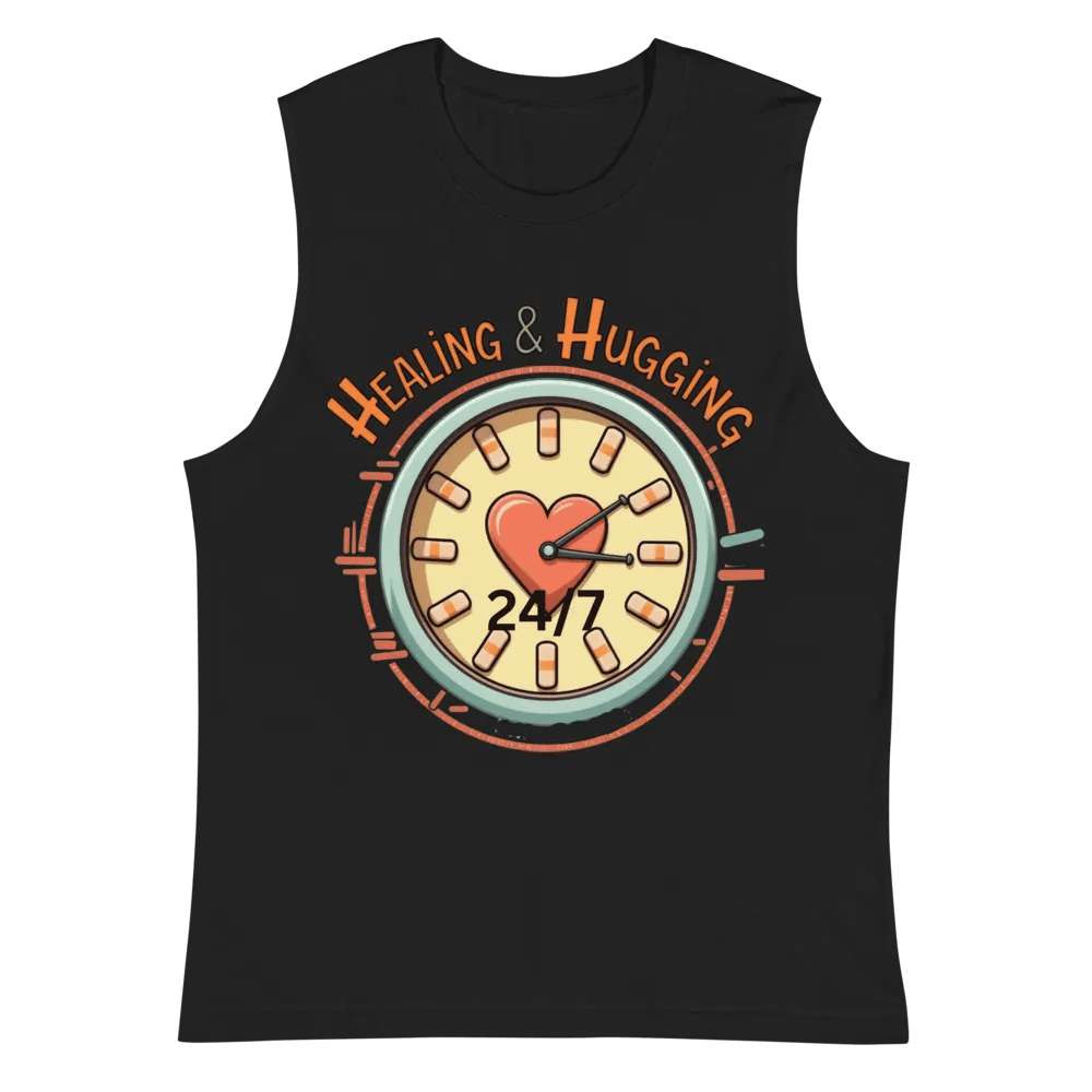 24/7 Healing & Hugging Heart Clock Muscle Tank product image (3)