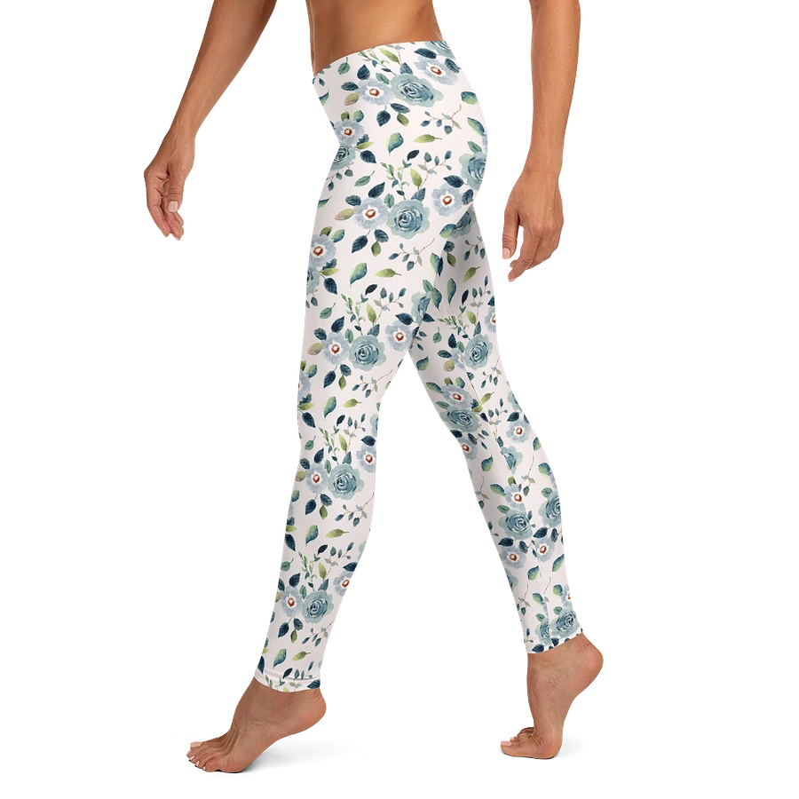 Blue Floral Pattern Womens Leggings product image (3)
