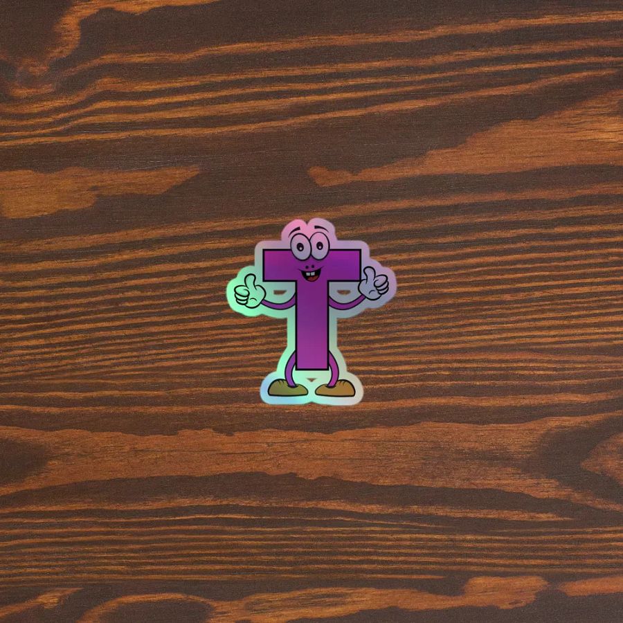 T Letter Cartoon Character Holographic Sticker product image (5)