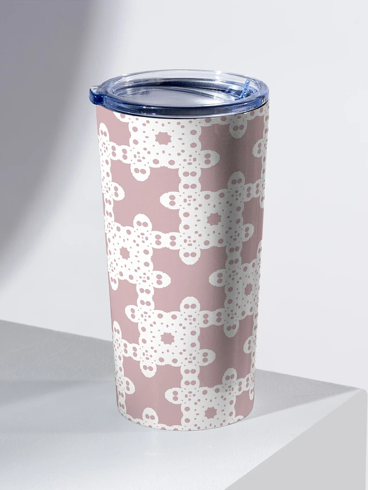 Stainless Steel Tumbler - 20oz - Reef Maze - White on Old Pink product image (1)