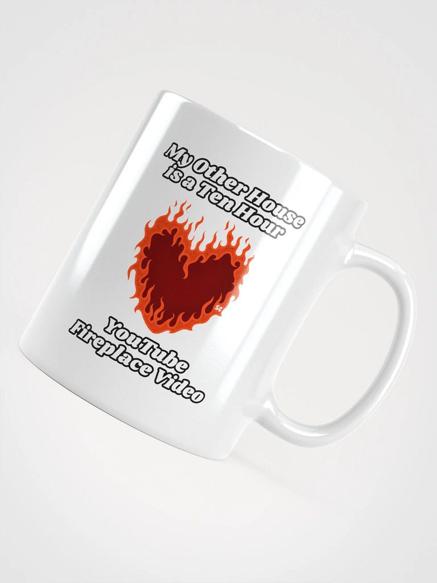 Flaming Heart - My Other House is a Ten Hour YouTube Fireplace Video | White Glossy Mug product image (4)