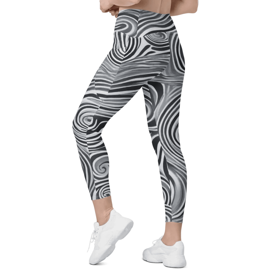 Funky Black and White Noir Liquid Tie-Dye Women's Leggings product image (9)