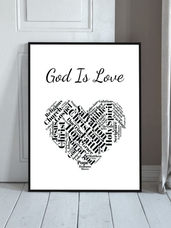 Printable Christian Wall Art – "God is Love" Heart Design product image (1)