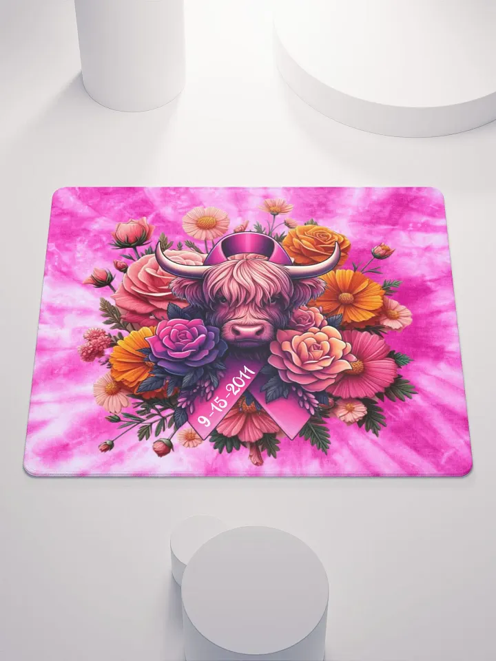 Highland Cow Blooms Breast Cancer Awareness Gaming Mouse Pad product image (2)