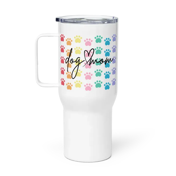 Dog Mom Colorful Paws 25 oz Travel Mug Drink Cup product image (2)