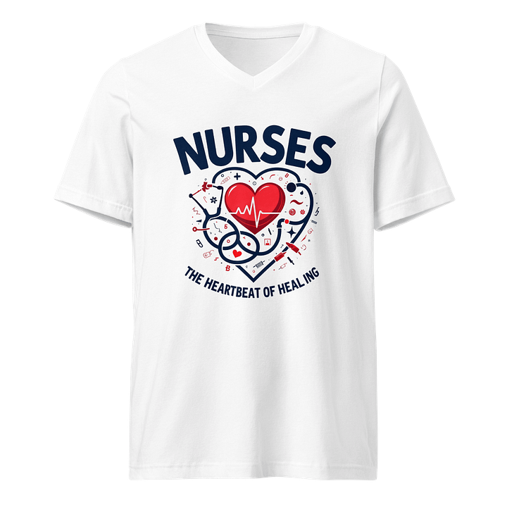 Heartbeat, Healing, stethoscope, nurses V-Neck Tee product image (1)