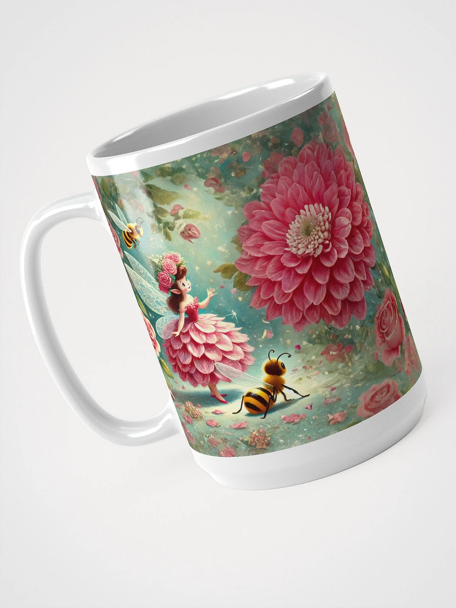 Pink Rose Fairy and Bees Glossy White Mug product image (3)