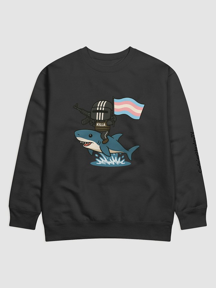 Waves of Pride – Blahaj Rider Killa Sweatshirt (Trans Flag Edition) product image (2)