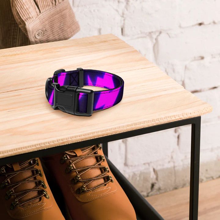 Neon Purple Bolts Pet Collar product image (4)