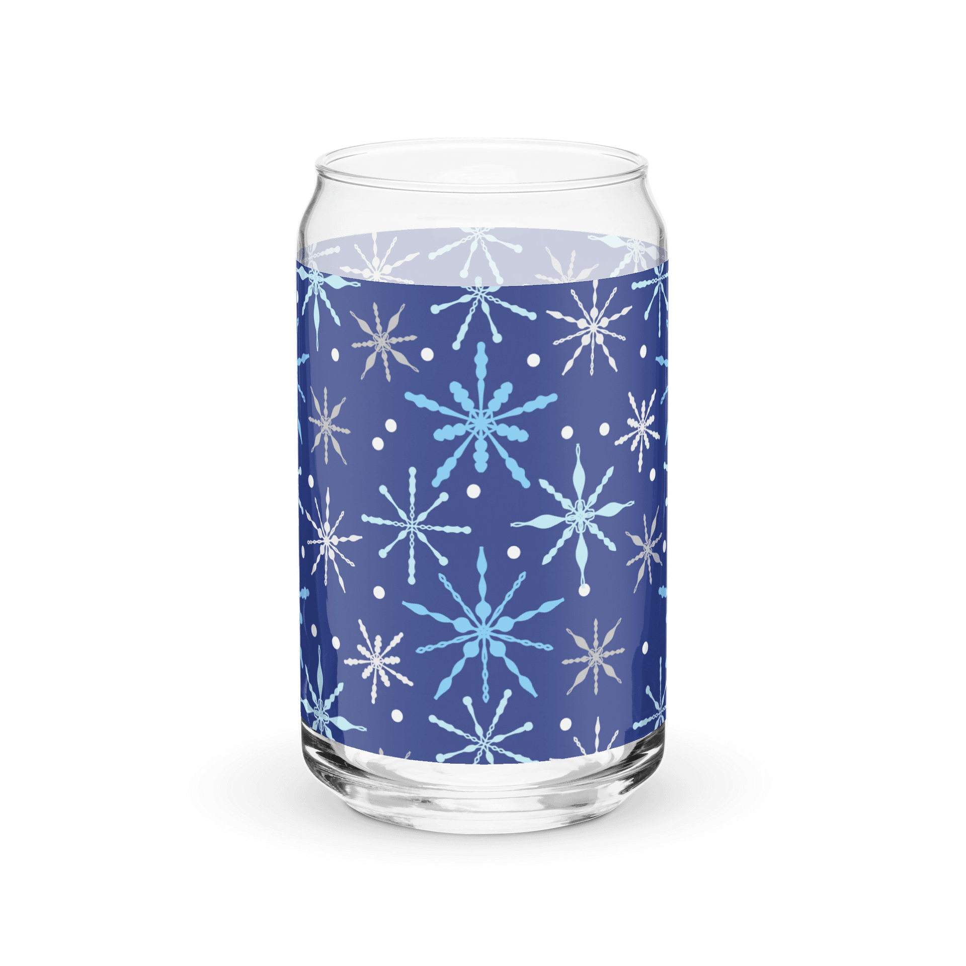 Snowflakes Pattern in Dark Blue Glass Tumbler product image (4)