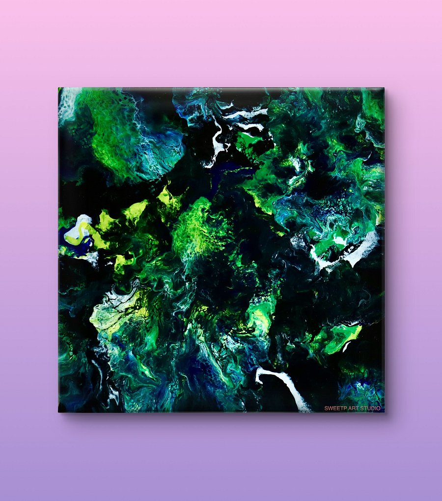Blue Green Splash | Original Canvas Painting product image (1)