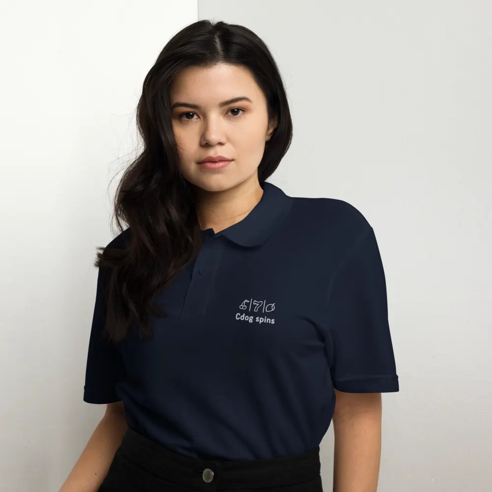 Cdog Spins Polo Unisex Navy Full Logo product image (12)