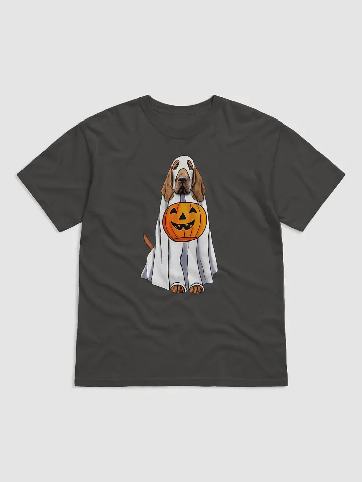 Bloodhound Halloween Tee | Funny Fall & Halloween Bloodhound Wearing a Ghost Costume with Pumpkin Basket product image (7)