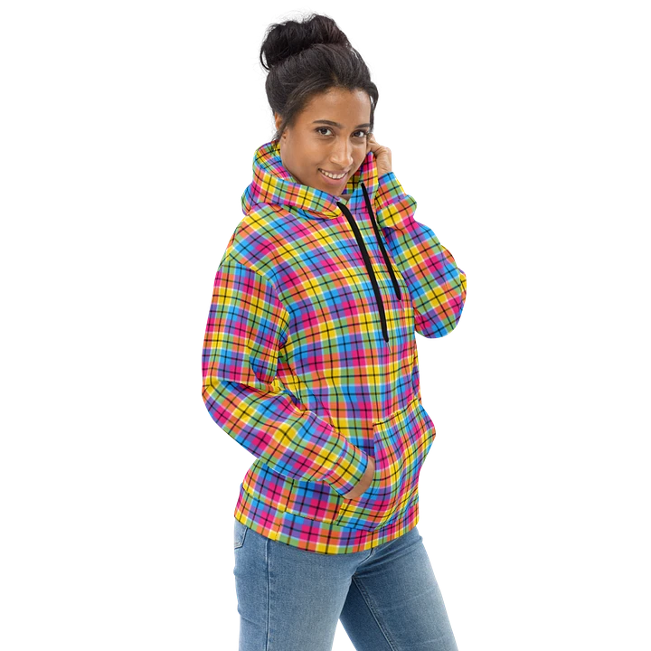Hot Pink, Turquoise, and Yellow Plaid Hoodie product image (1)