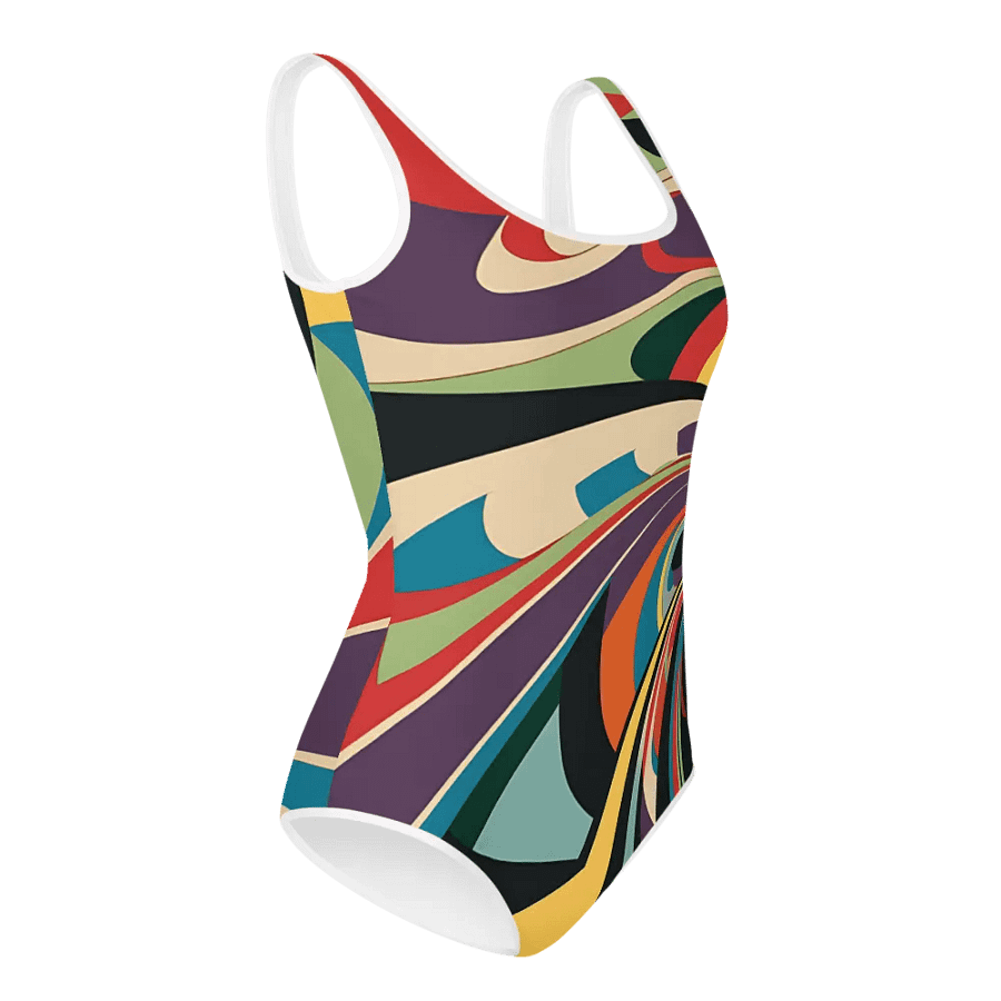 Abstract Lithographic Pattern Design Youth One Piece Swimsuit - V12 product image (3)