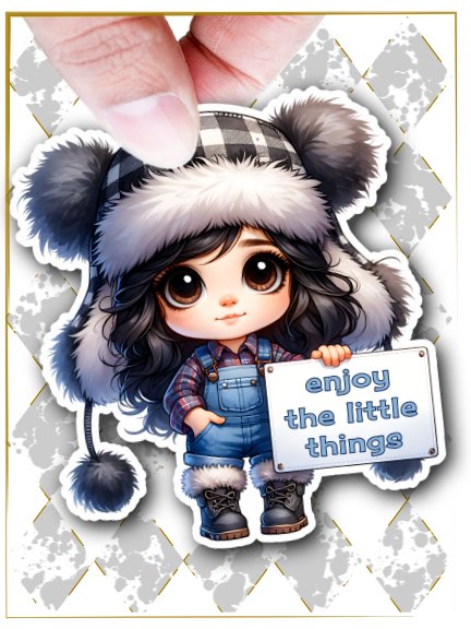 Cute Winter Girl Sticker – Cozy Trapper Hat, Boots & Inspirational Sign product image (1)