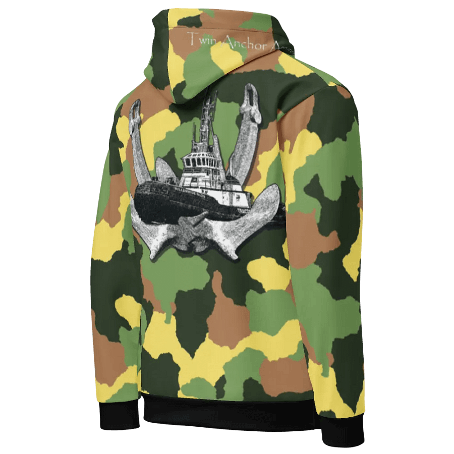Green Camouflage Twin Anchor Marco tug Hoodie product image (8)