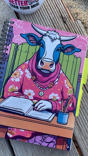 Morning journaling session on the beach while filming the sunrise (loving my cow notebook & tumbler) 
#goodmorning #sunrise #...