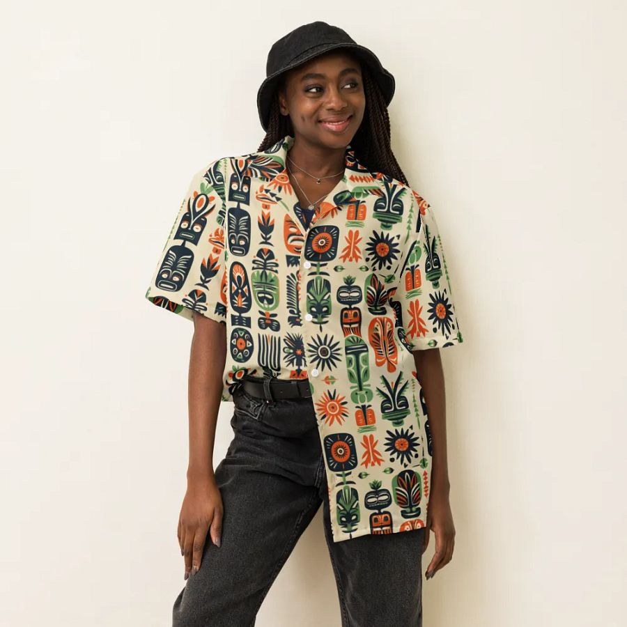 Retro Tiki Pattern Hawaiian Shirt product image (4)