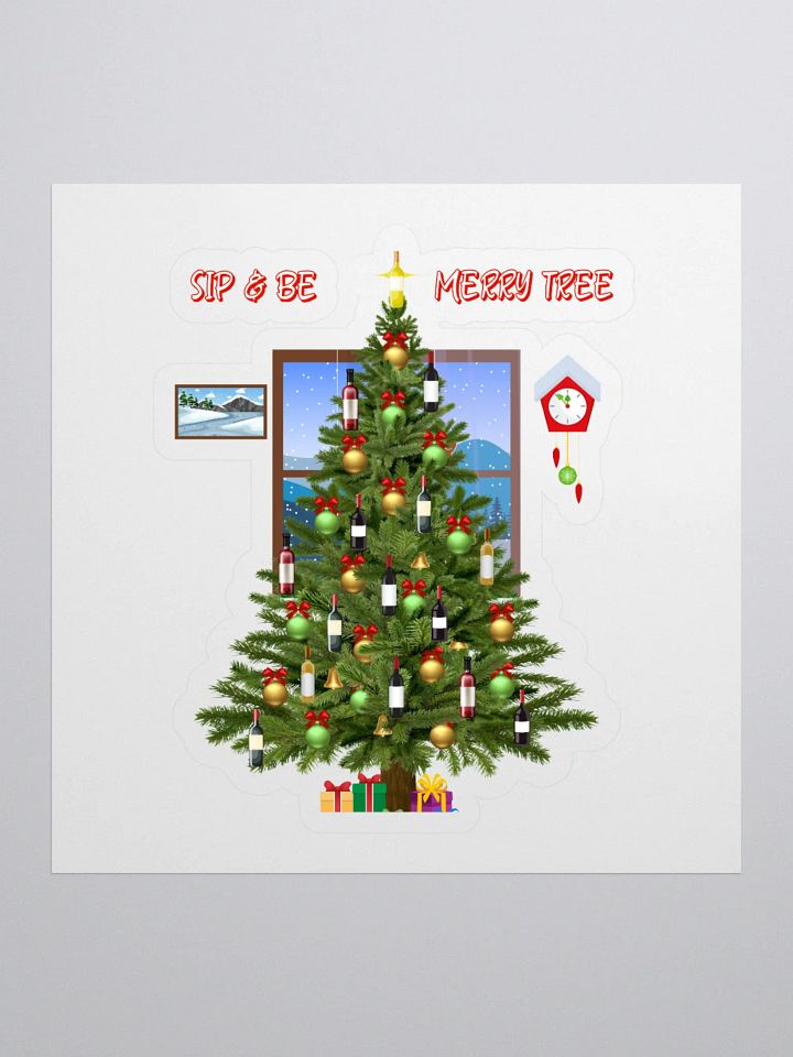 Sip And Be Merry Tree - Funny Christmas Sticker product image (1)