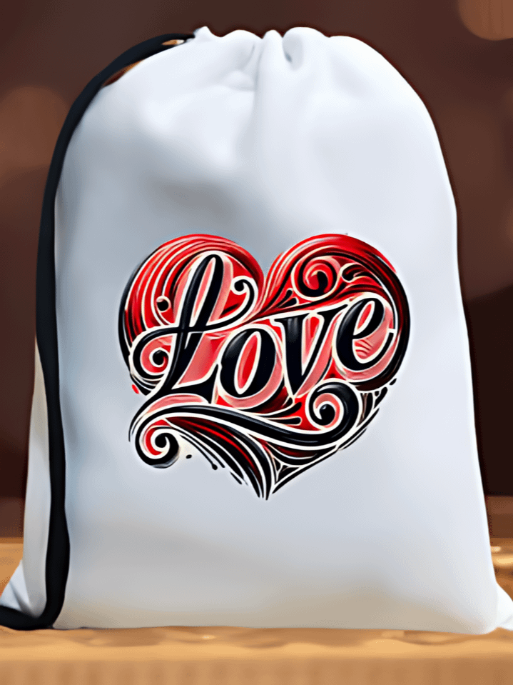 Heart with Love Word Valentine Sack Sublimation Design – high-quality 300 DPI PNG digital download product image (1)