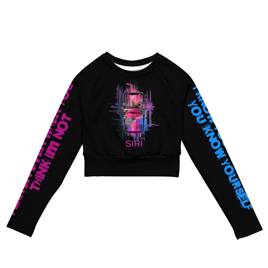 DARK SIRI OBSESSION LONG SLEEVE CROPPED TOP - GOTH CYBERPUNK STATEMENT TECHWEAR product image (1)