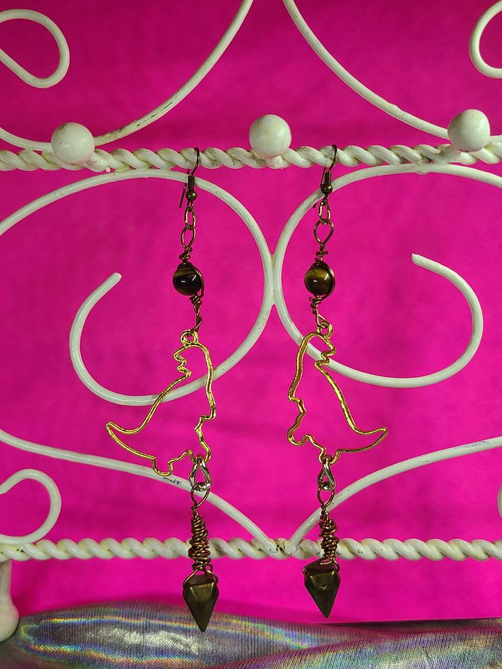 Dino Tigers Eye wire wrapped Earrings product image (1)