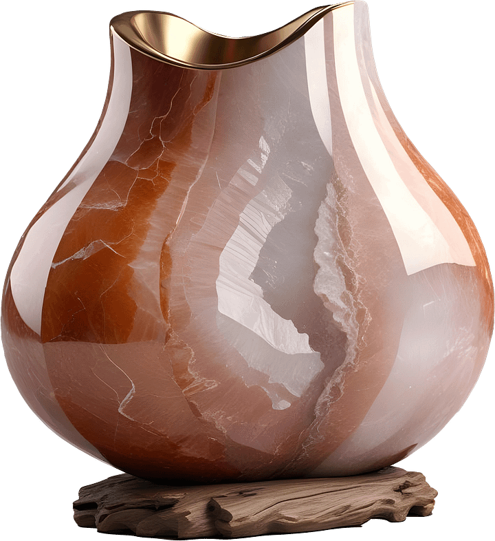 Amber Glow – Crystal and Wood Vase PNG product image (1)