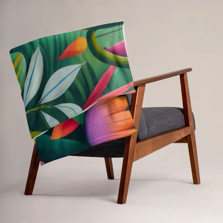 Exotic Jungle Foliage Throw Blanket product image (1)