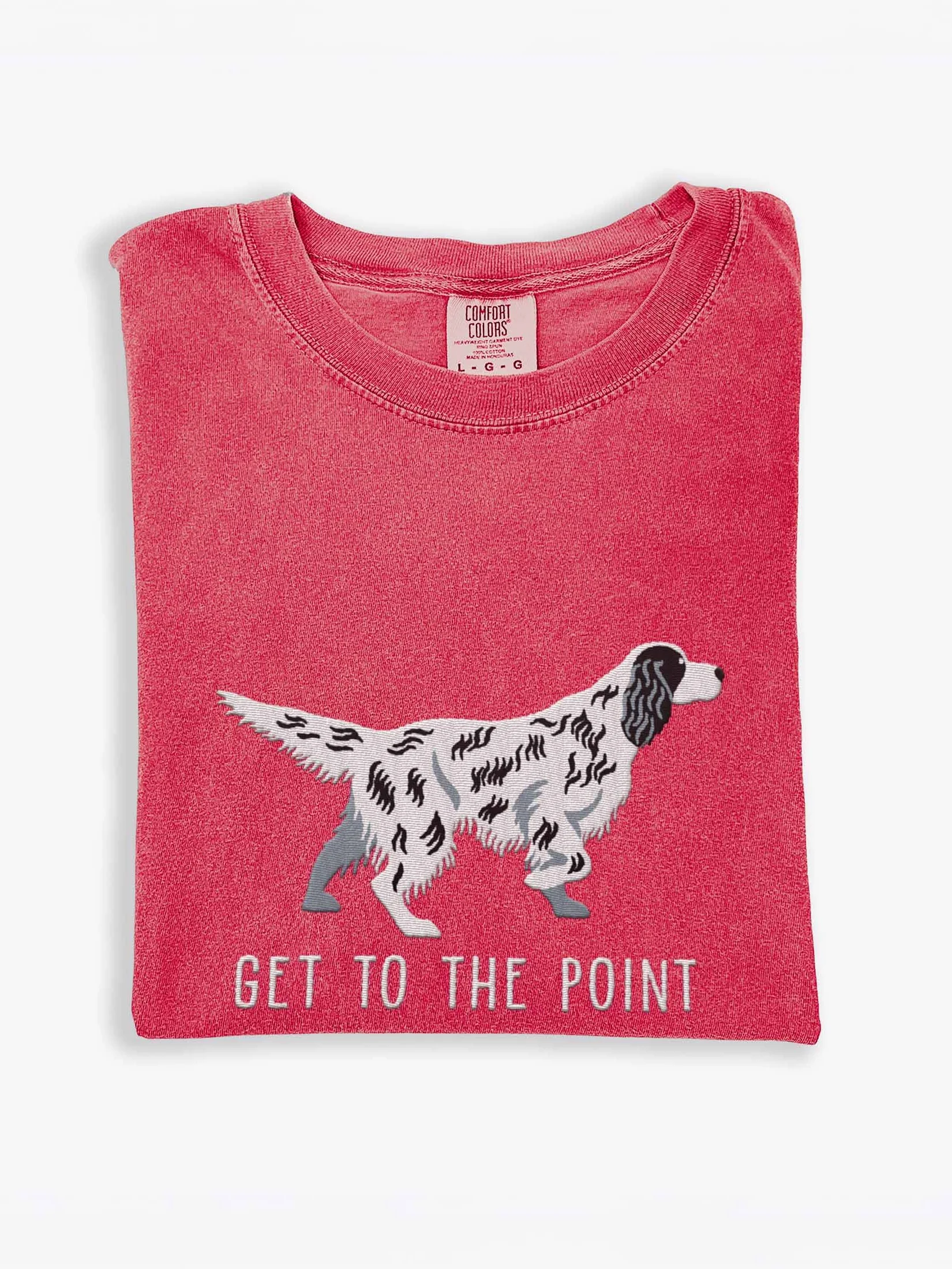 Get to the Point T-Shirt(Embroidered) of an English Setter(Blue Belton) product image (1)