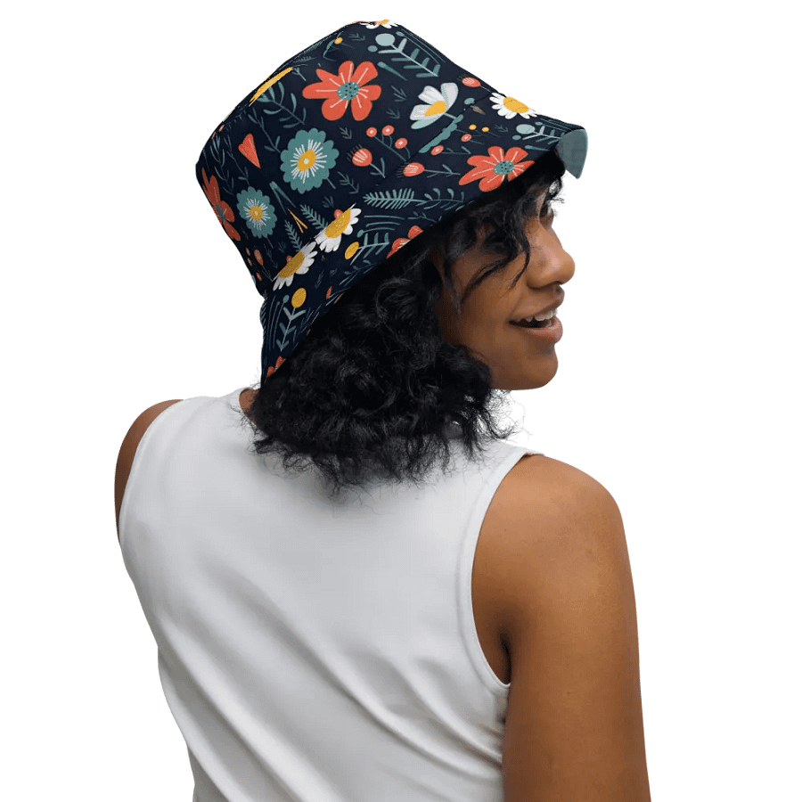 Wild Flowers Navy Reversible Bucket Hat product image (3)