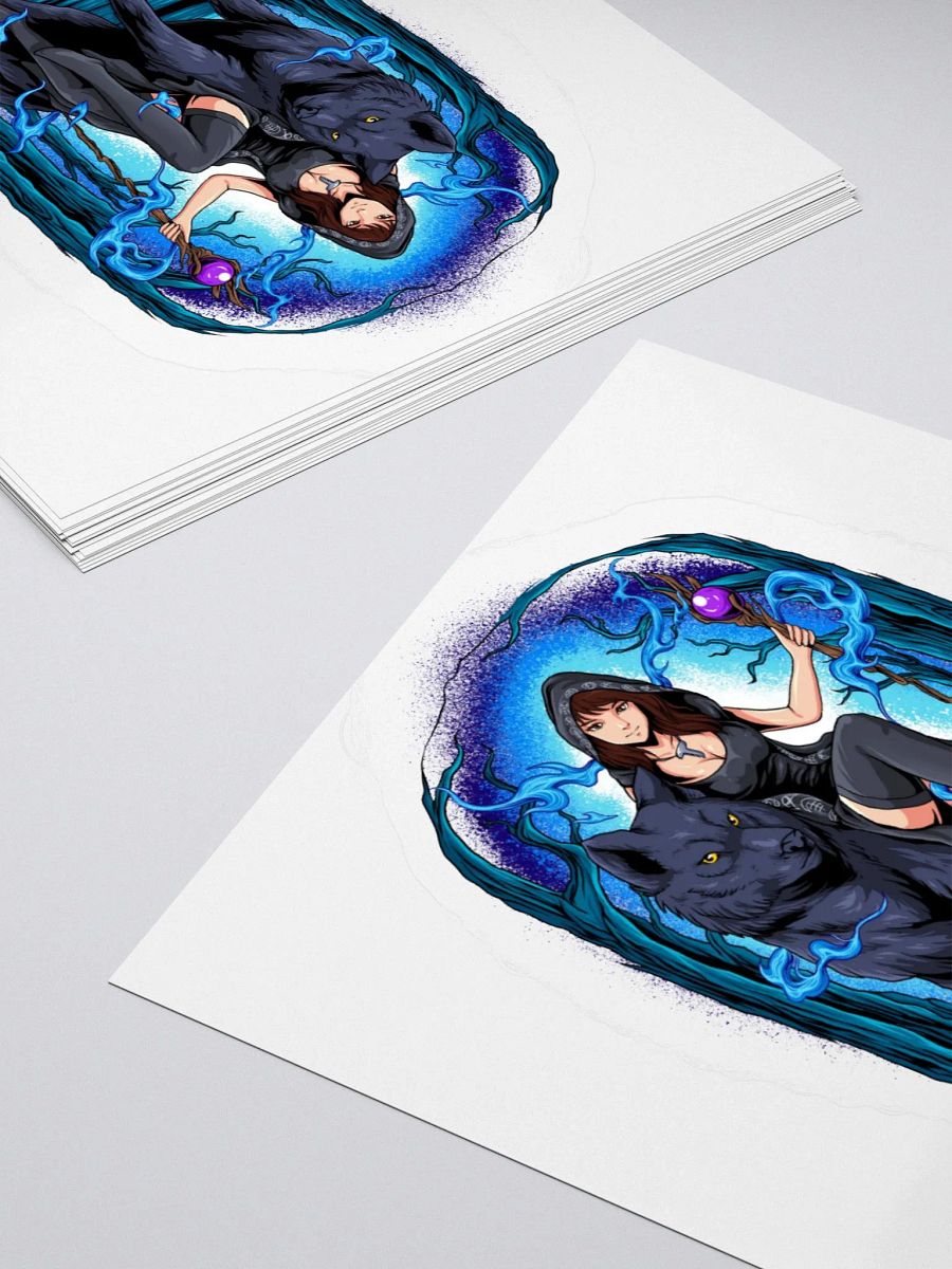 Mystical Wolf and Sorceress Kiss Cut Stickers product image (11)