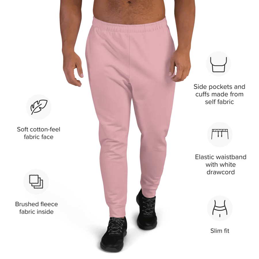 Plain Dusty Light Pink Soft Summer Recycled Polyester Premium Men's Joggers by Treasure Pie product image (9)