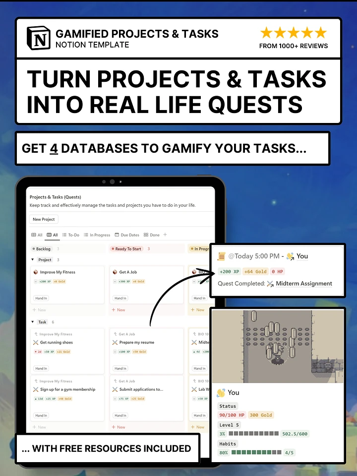 Gamified Projects & Tasks Notion Template product image (1)