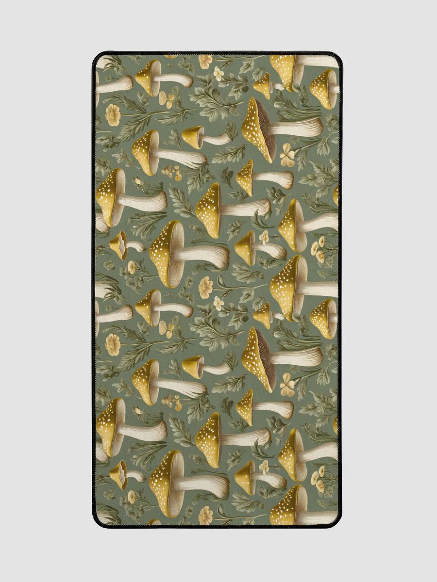 Desk Mat (31.5x15.5 inches) - Golden Mushrooms on a Dark Green Background product image (2)