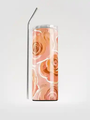 Peach Rose Tumbler Wrap PNG for 20oz Skinny Tumbler – Abstract Floral Digital Download Design – Sublimation PNG for DIY Cup Printing product image (5)