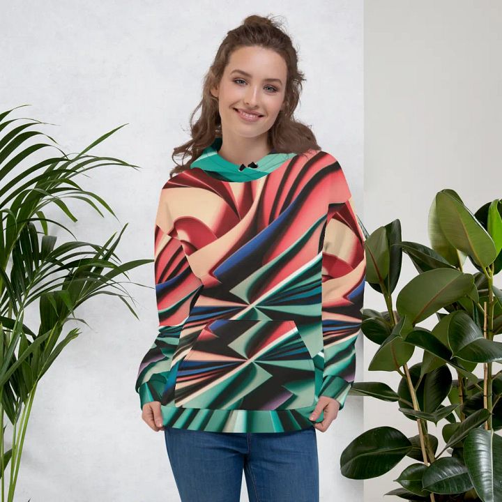Recycled Unisex Hoodie with Vibrant Abstract Geometric Print - Relaxed Fit product image (1)