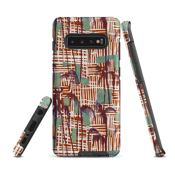 Tropical Palm Grid Samsung® Tough Case in Sienna product image (3)