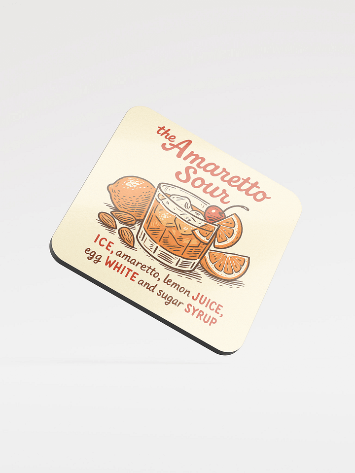Amaretto Sour Cocktail Coaster – Vintage Mixology Style product image (2)