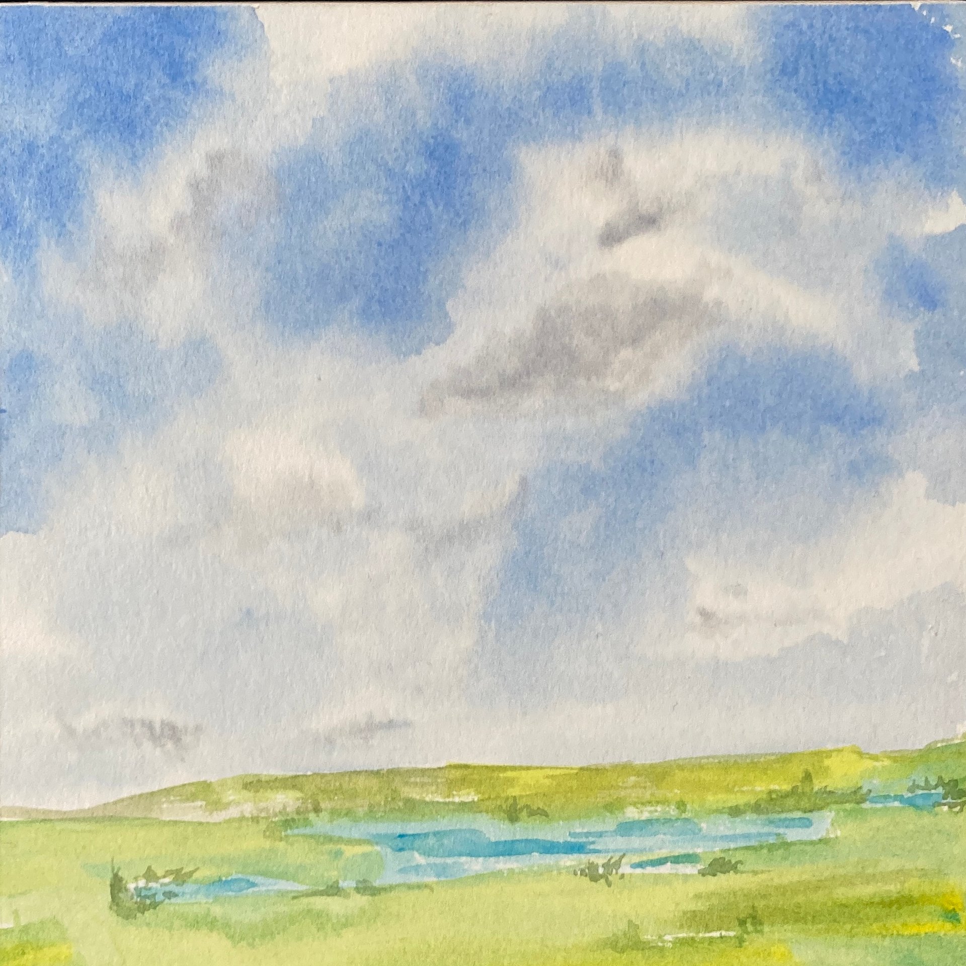 Original watercolor painting: Cow Pond in April product image (1)