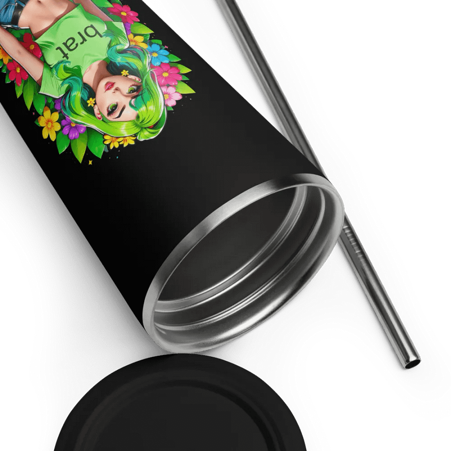 Brat 20 oz Tumbler Cup - Black - Insulated Tumbler with a Straw v2 product image (9)
