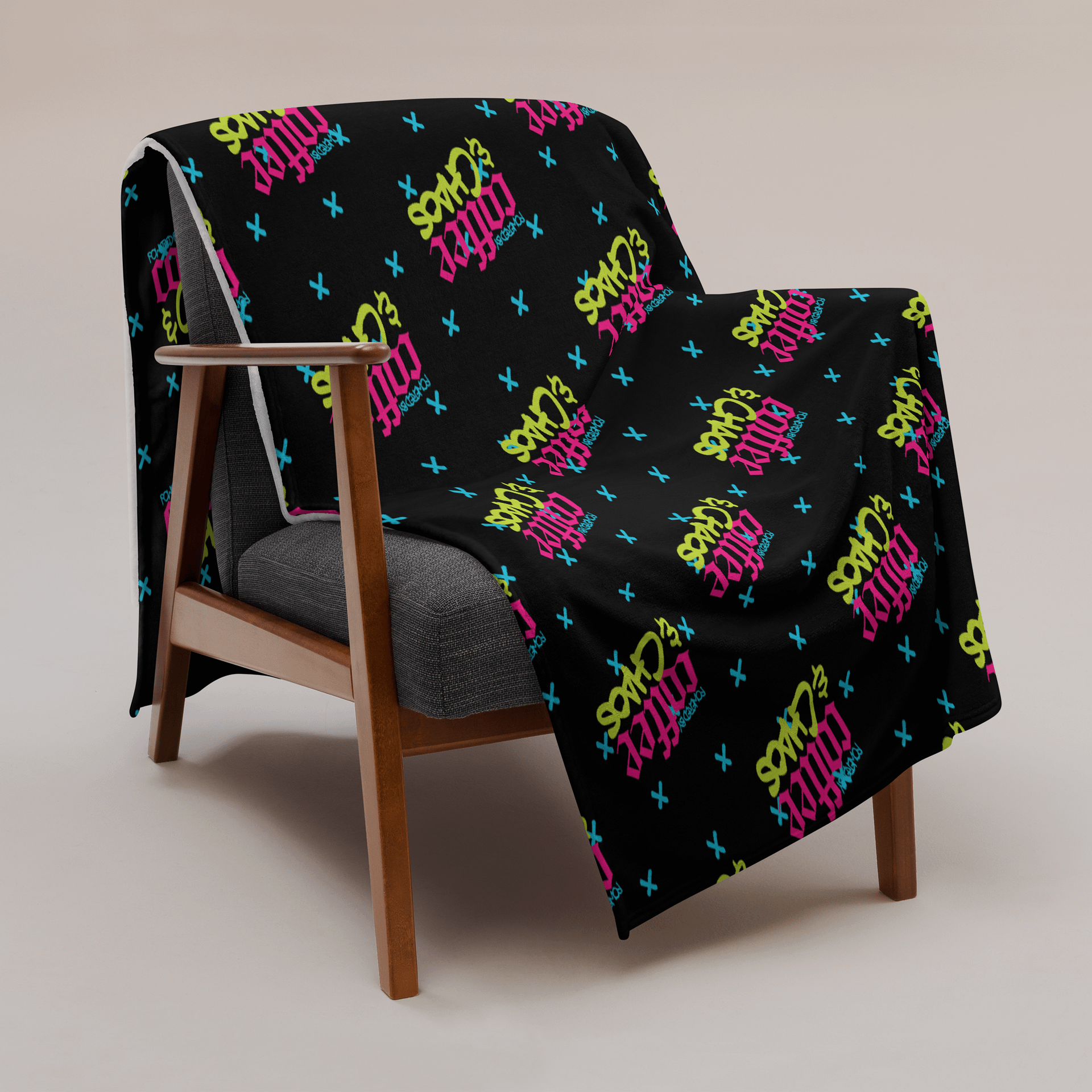 Powered by Coffee & Chaos Throw Blanket product image (2)