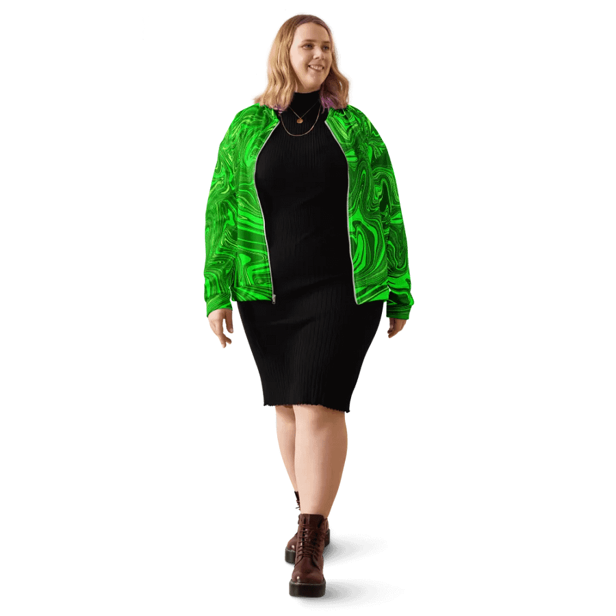 Unisex Bomber Jacket - Different Shades of Green Digital Fluid Art product image (1)